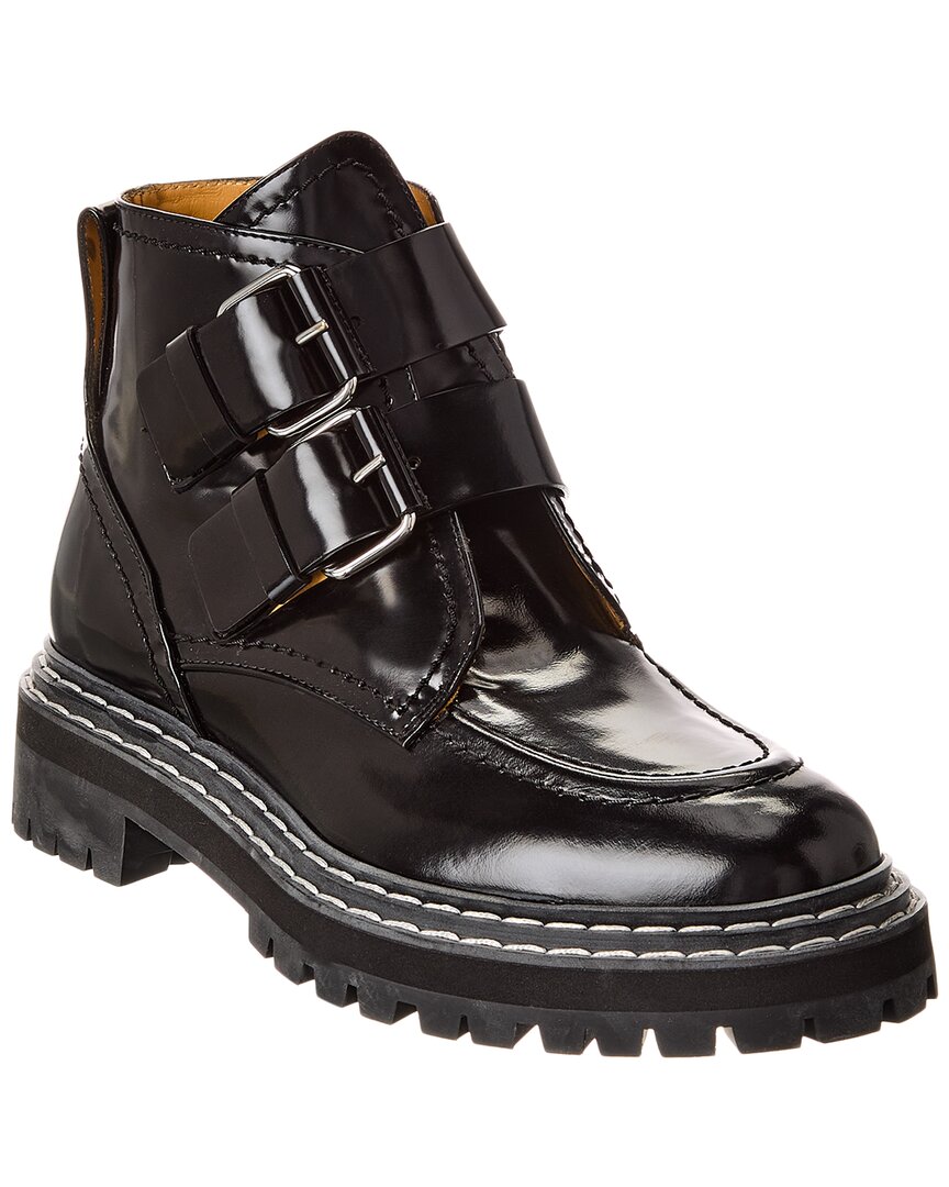 Proenza Schouler Leather Biker Boots In Black