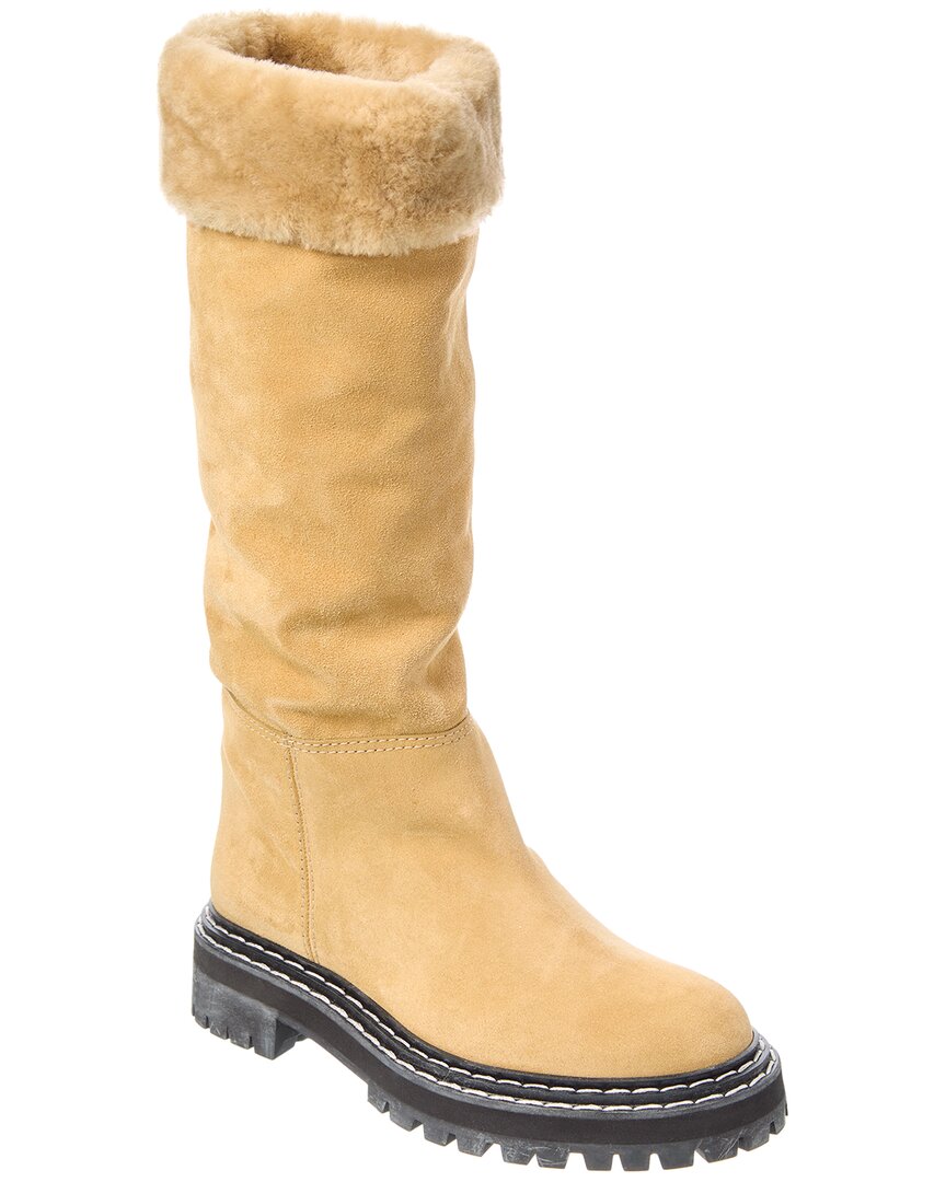 Proenza Schouler Dnu Pack Suede & Shearling Knee High Boot In Multi