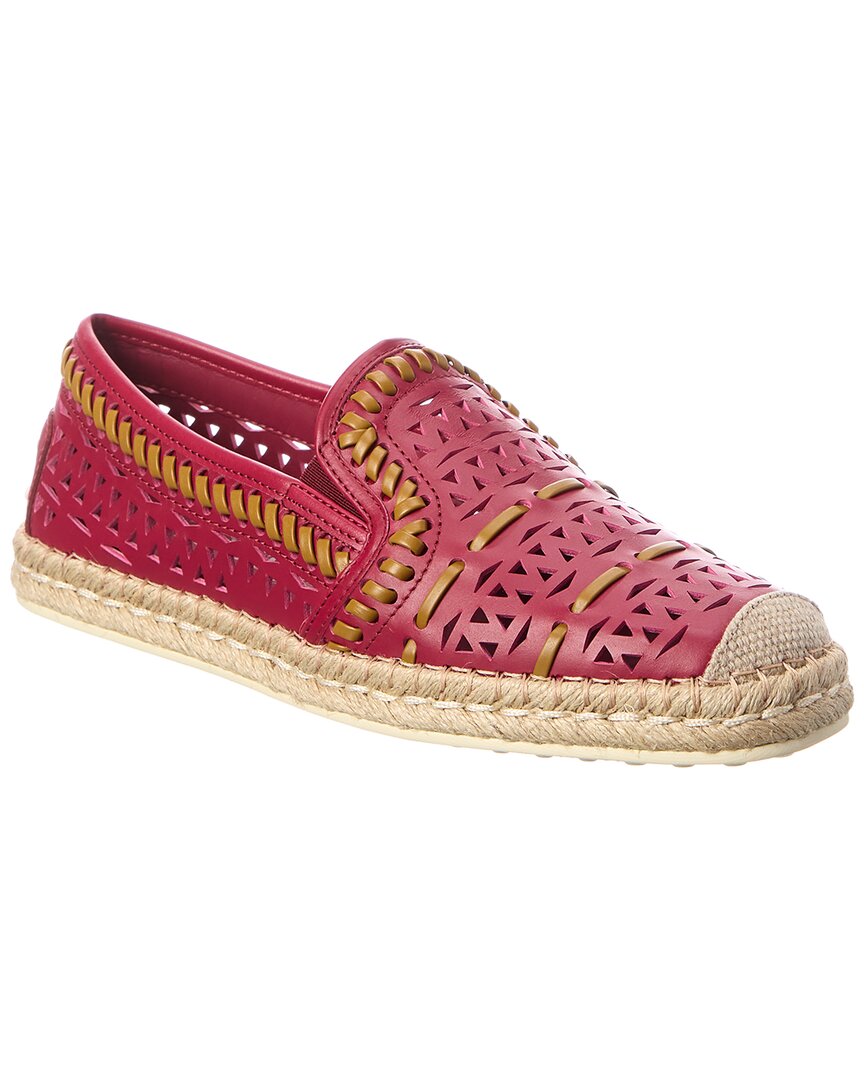Tod's Leather Espadrille In Red