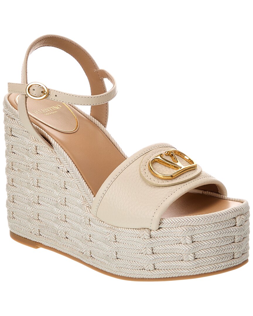 Valentino Garavani Valentino Vlogo Signature Leather Wedge Sandal