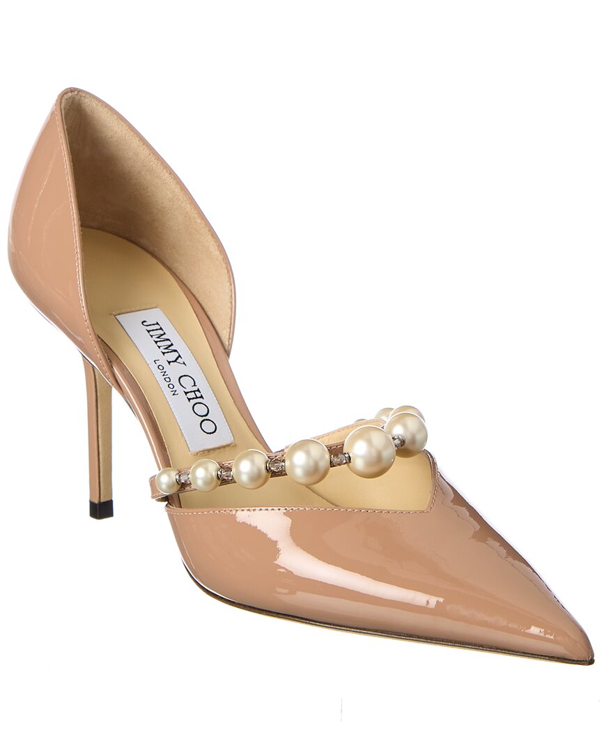 Jimmy Choo Aurelie 65 Patent Decollete With Pearl Decorations In Pink
