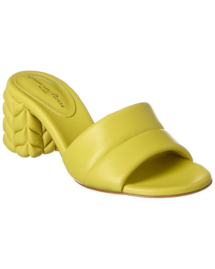 【送料&関税込】Gianvito Rossi Leather Slides Ottavia metallic leather slides in gold - Gianvito Rossi