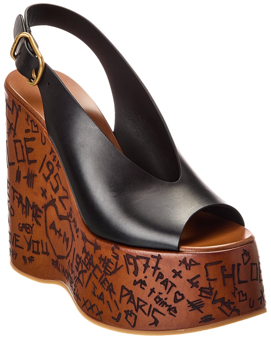 Chloé Maxime Wedge Sandals In Black