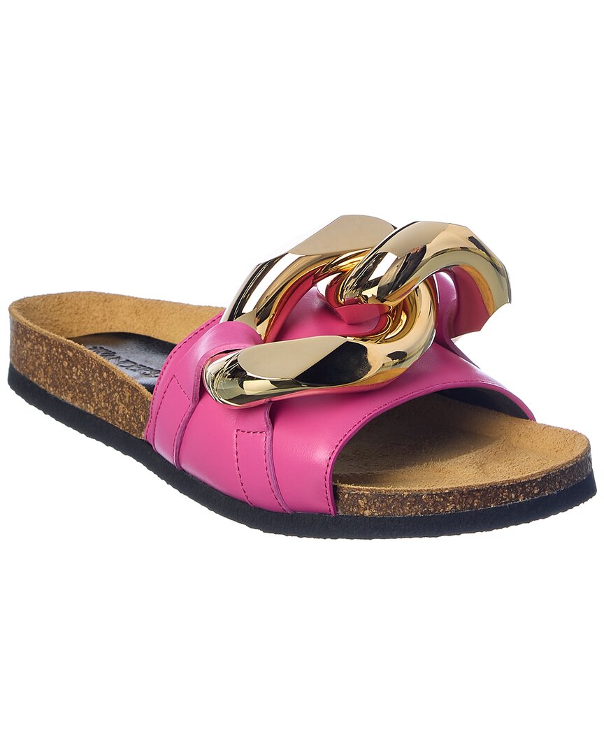 Shop Jw Anderson Chain Leather Sandal In Pink