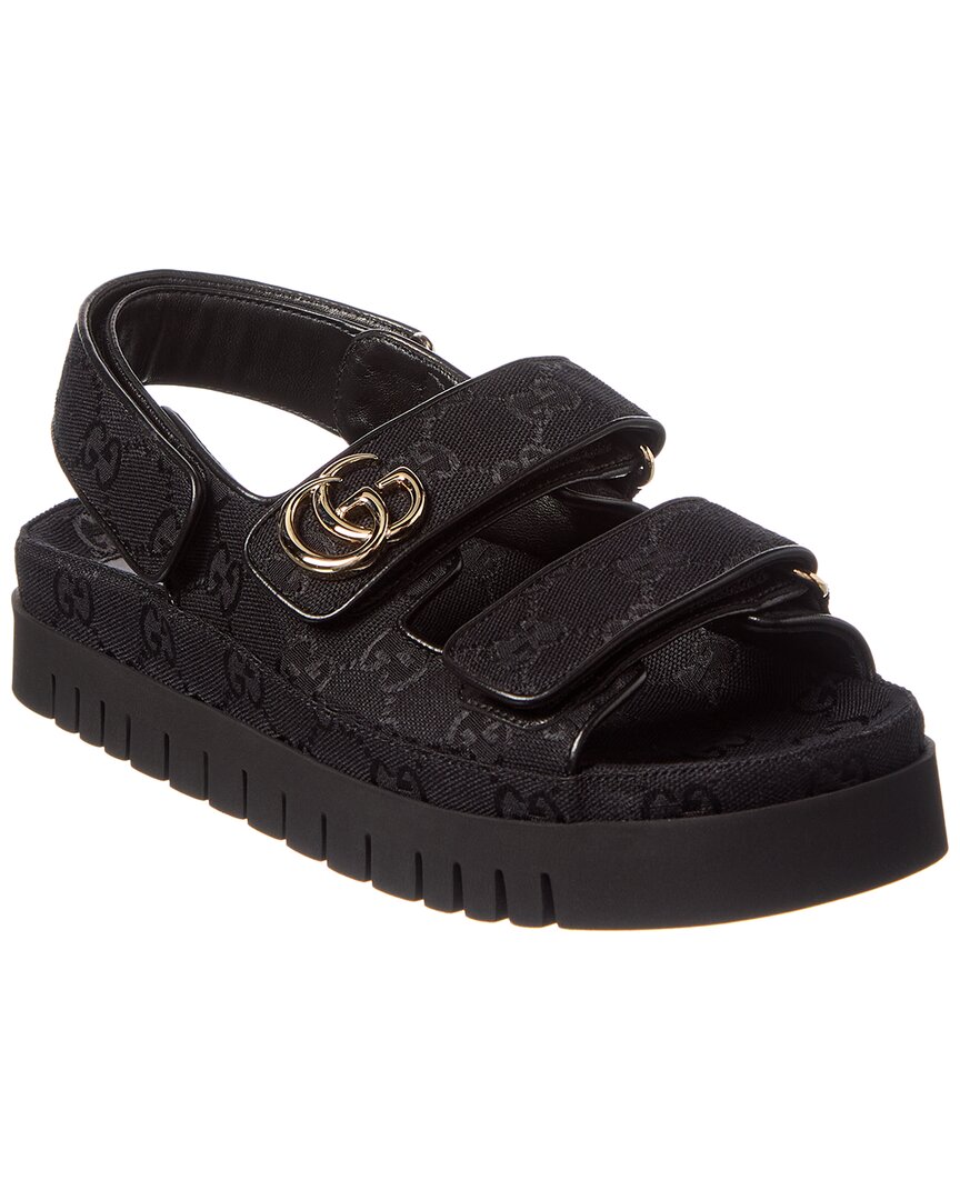 Gucci Gg Canvas Flat Sandals In Black