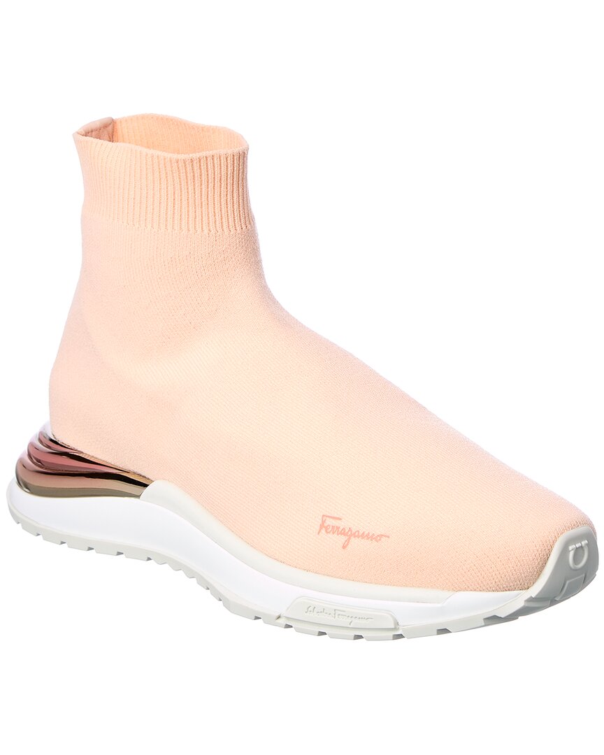 Shop Ferragamo Ninette Knit Sock Sneaker In Pink