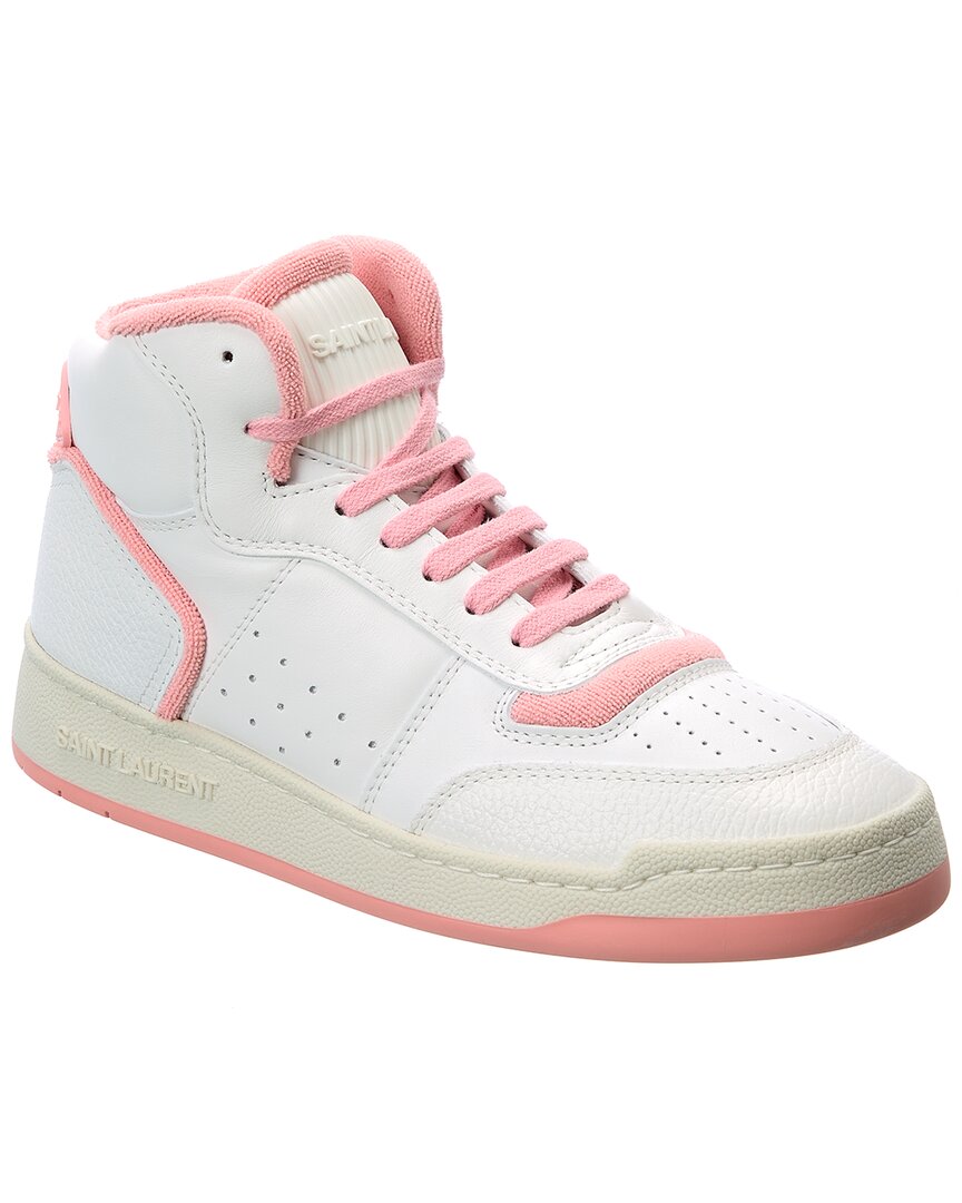 Saint Laurent High-top Leather Sneakers In Pink