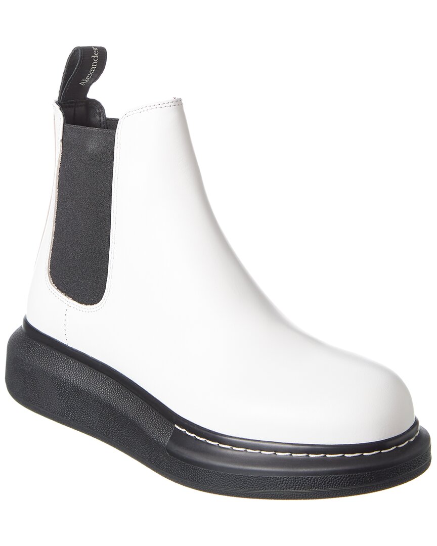 Alexander Mcqueen Contrast Leather Chelsea Boot In White