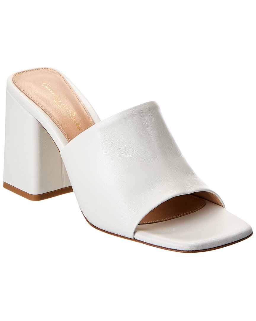 Gianvito Rossi Wynn Lambskin Block-heel Mule Sandals In White