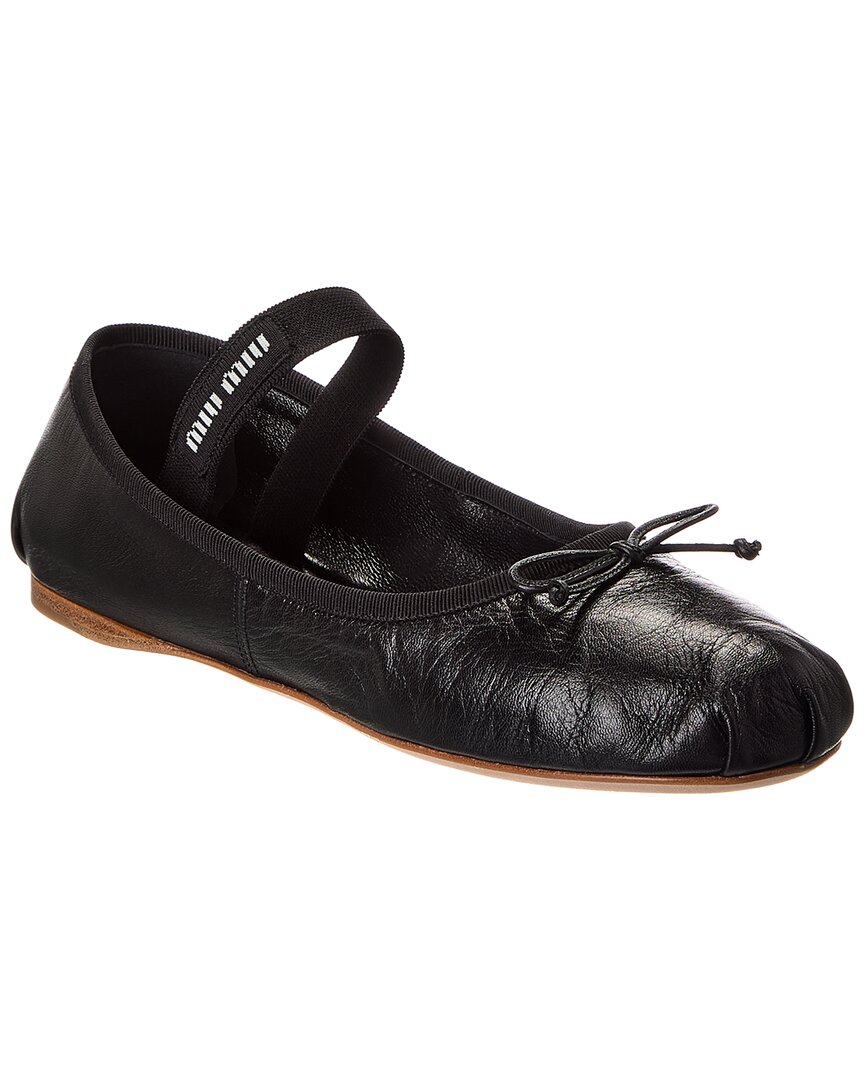 Miu Miu Satin Ballet Flats In Black