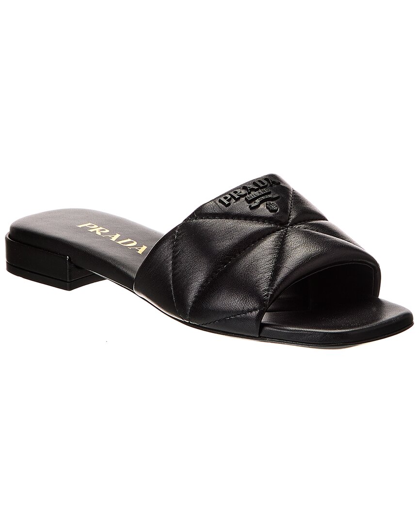 PRADA PRADA LOGO PADDED LEATHER SANDAL