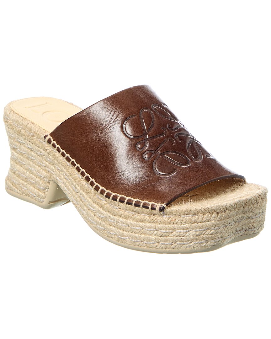 Loewe Petal Platform Espadrilles In Vegetable Tanned Calfskin Sandals Brown In Brown