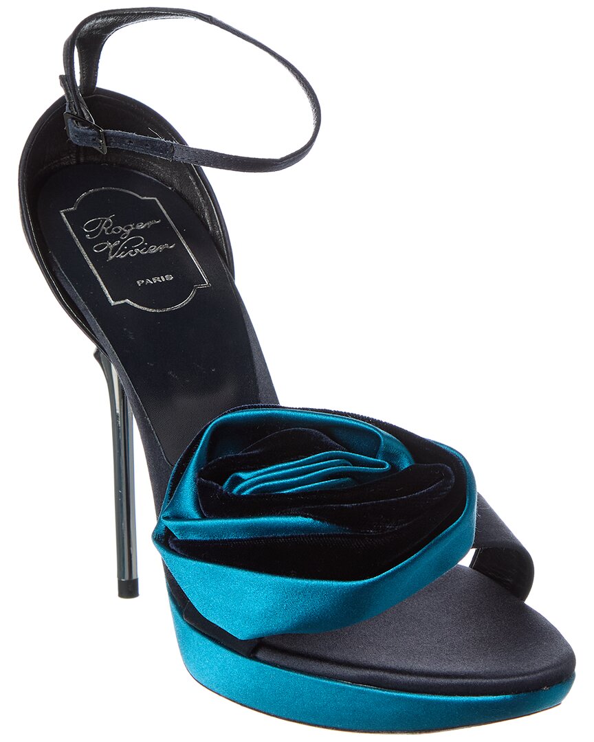 Roger Vivier Rose Satin & Velvet Platform Sandal