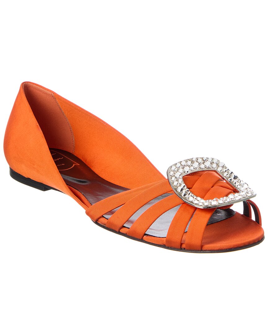 Roger Vivier New Open Toe Gigi Grosgrain Flat In Orange