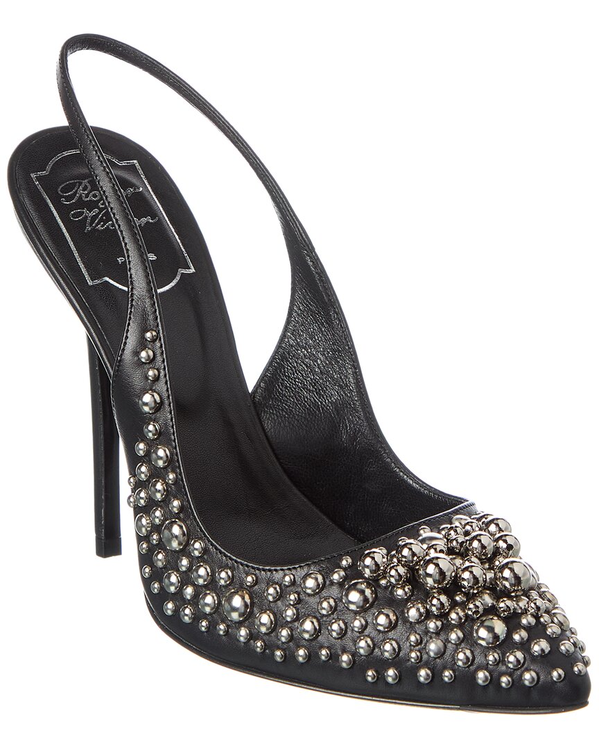 Roger Vivier Studs Leather Slingback Pump In Black