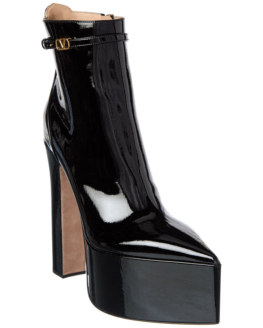 Valentino Tan-go 165 Patent Platform Bootie In Black