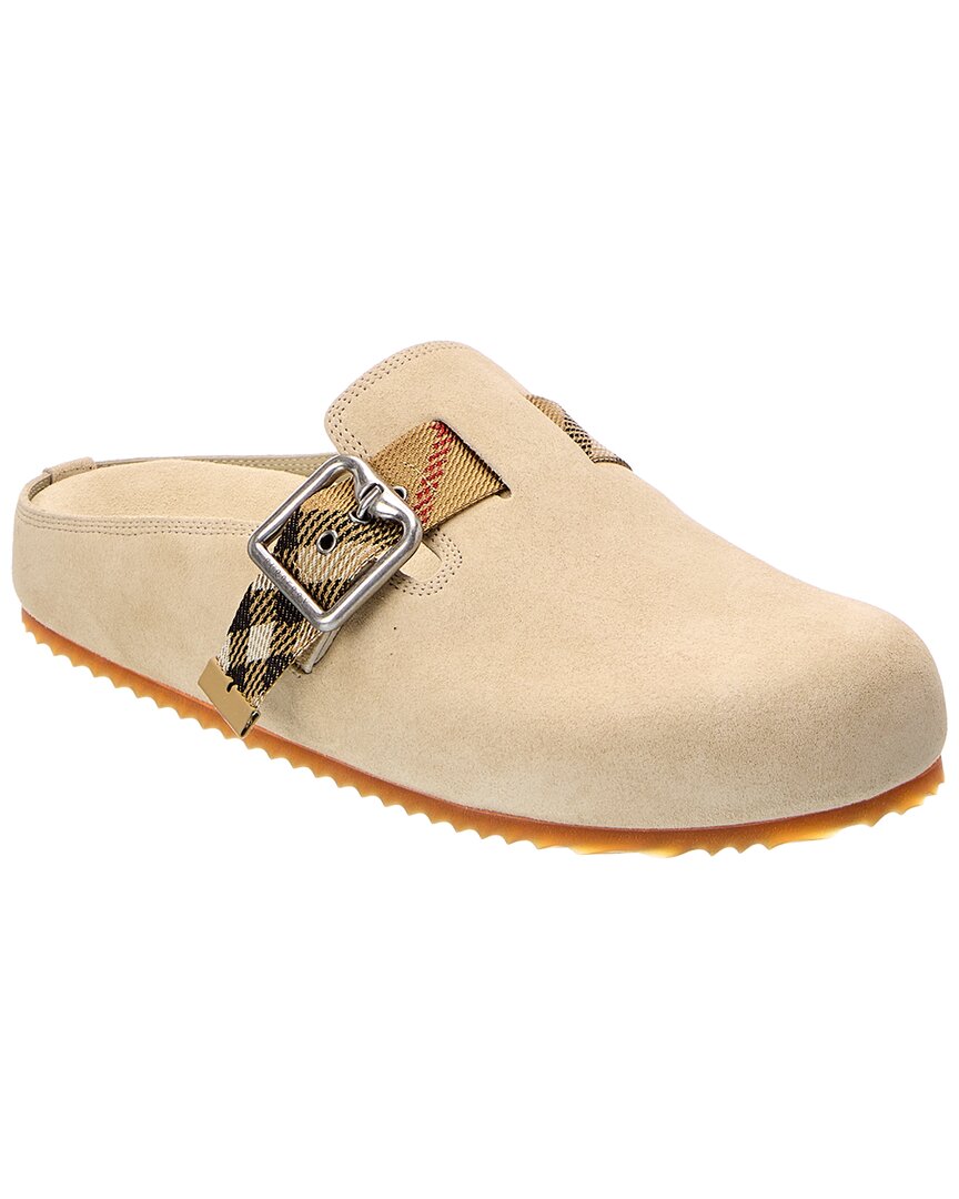 Burberry Urchin Suede & Canvas Mule In Multi