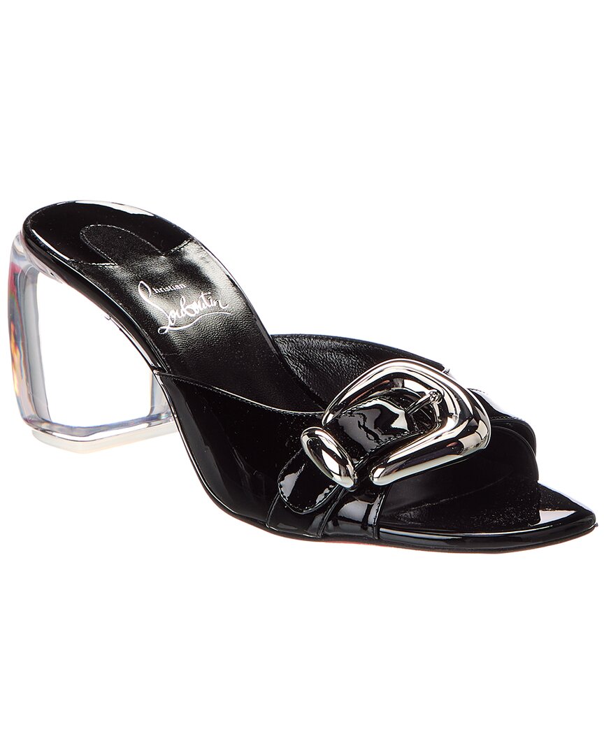Christian Louboutin Minny Bubble 70 Patent Leather Mules In Black