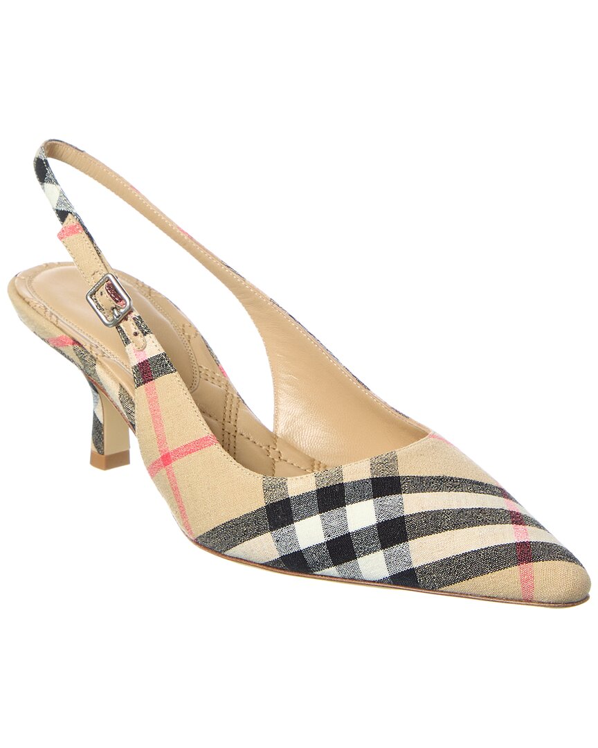 Burberry Adjustable Buckled Strap Pointed Toe Kitten Heel Shoes 5.5cm In Multi