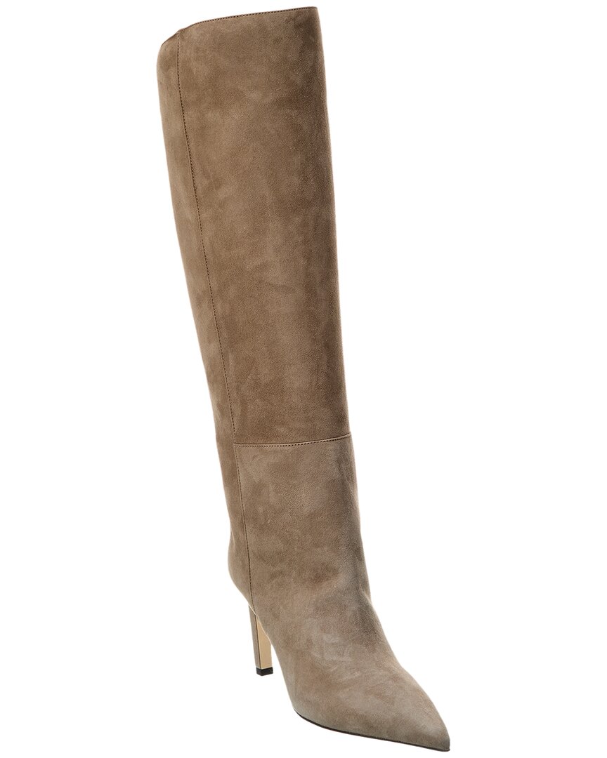 Jimmy Choo Alizze Kb 85 Suede Knee-high Boot In Brown