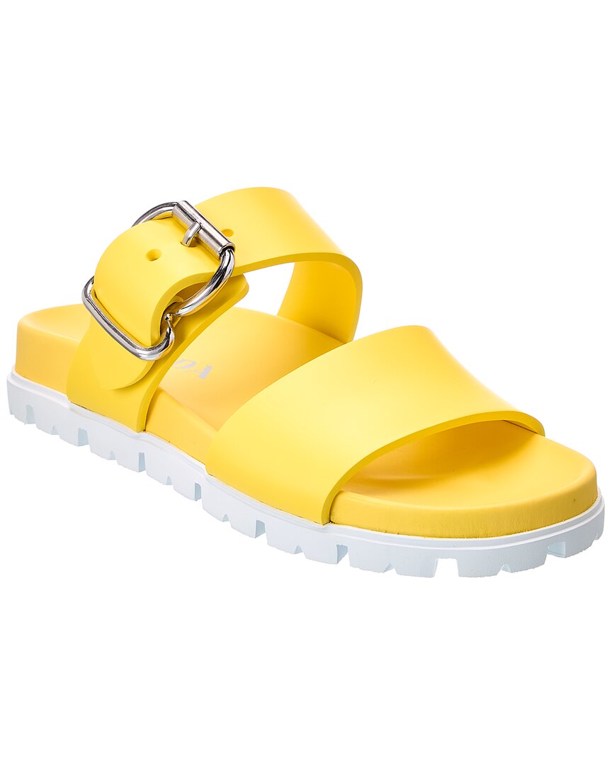 Prada Logo Rubber Sandal In Yellow | ModeSens