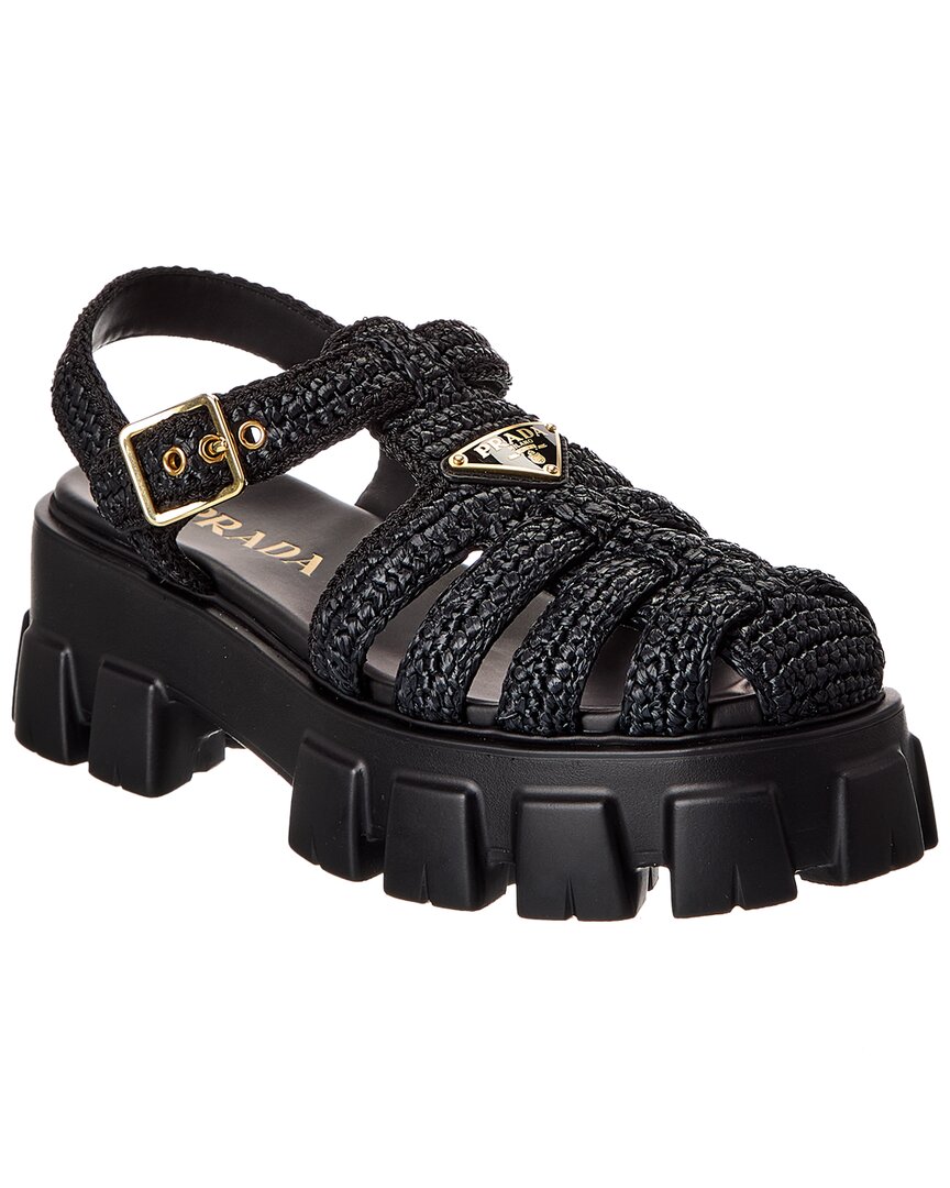 Prada Logo Crochet Sandal