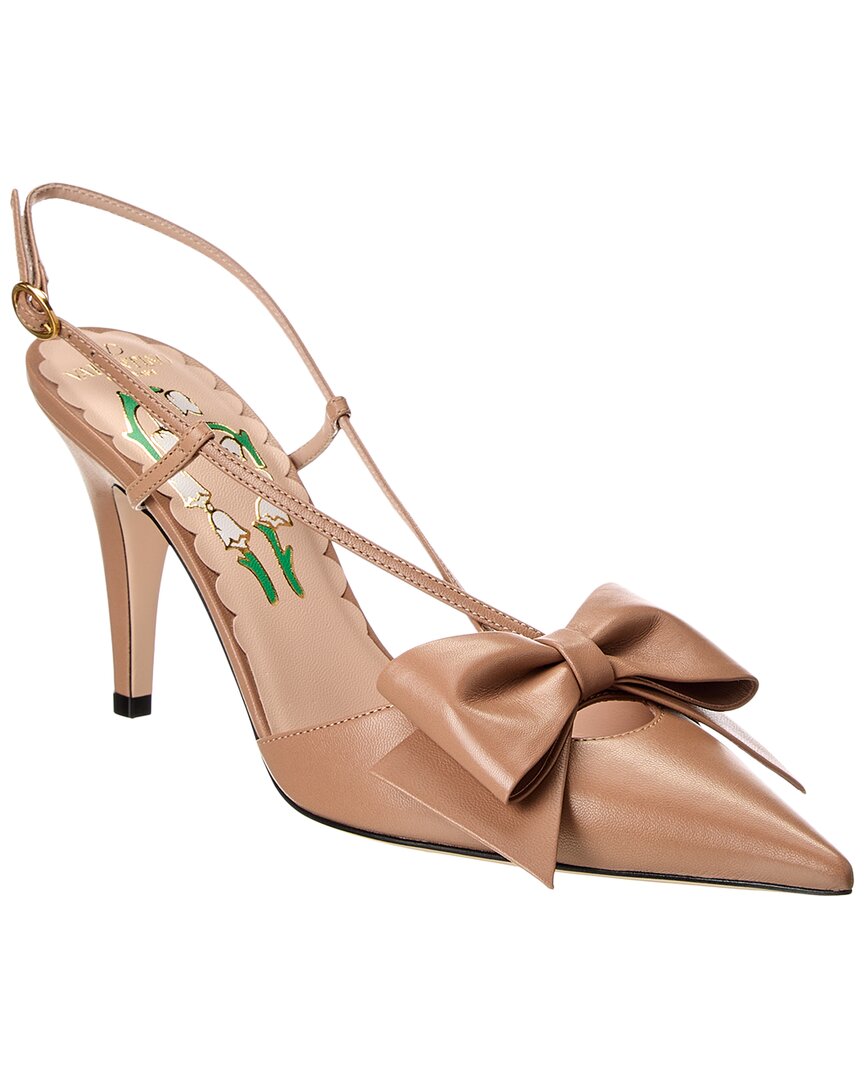 Valentino Bowow 85 Leather Slingback Pumps