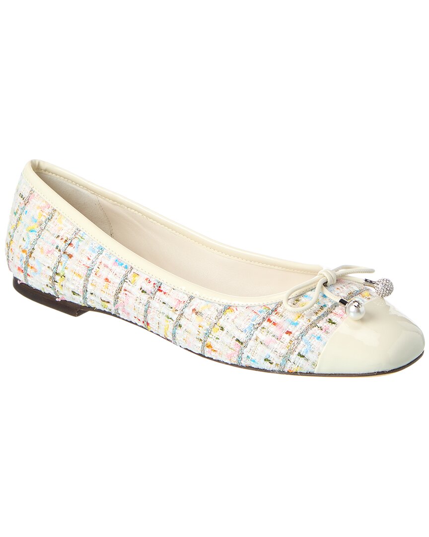 Jimmy Choo Elme Tweed & Patent Flat In Multi