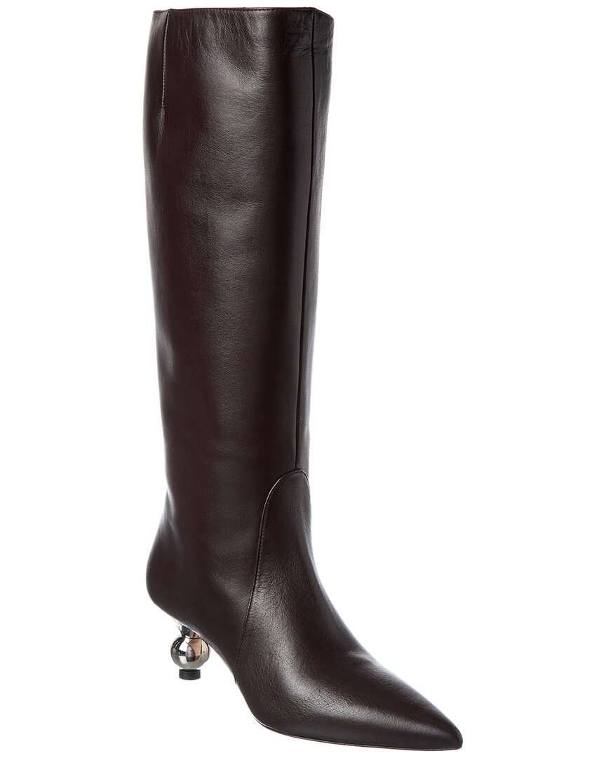 Weekend Max Mara Leather Knee-high Boot In Brown