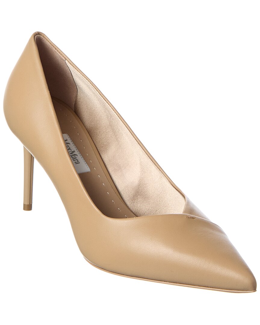 Max Mara Phyllis Leather Pump In Brown
