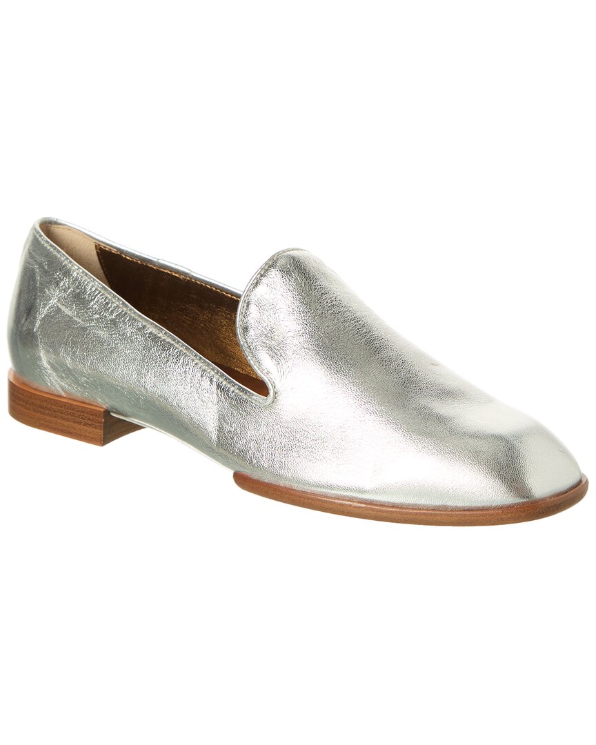 Tod's Leather Loafer In Silver