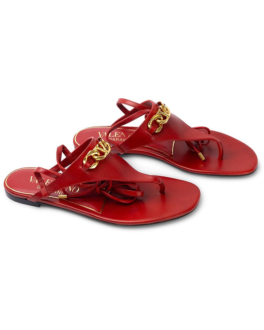 Valentino Garavani Valentino Leather Thong Sandal In Red