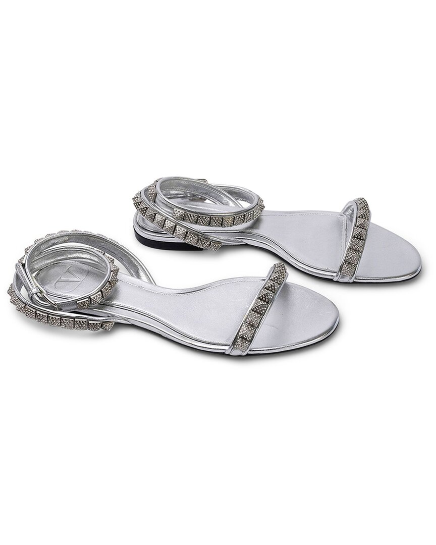 Valentino Garavani Valentino Leather Sandal In Silver