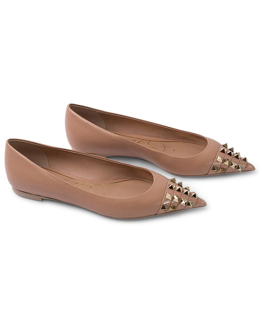 Valentino Garavani Valentino Leather Ballerina Flat In Brown