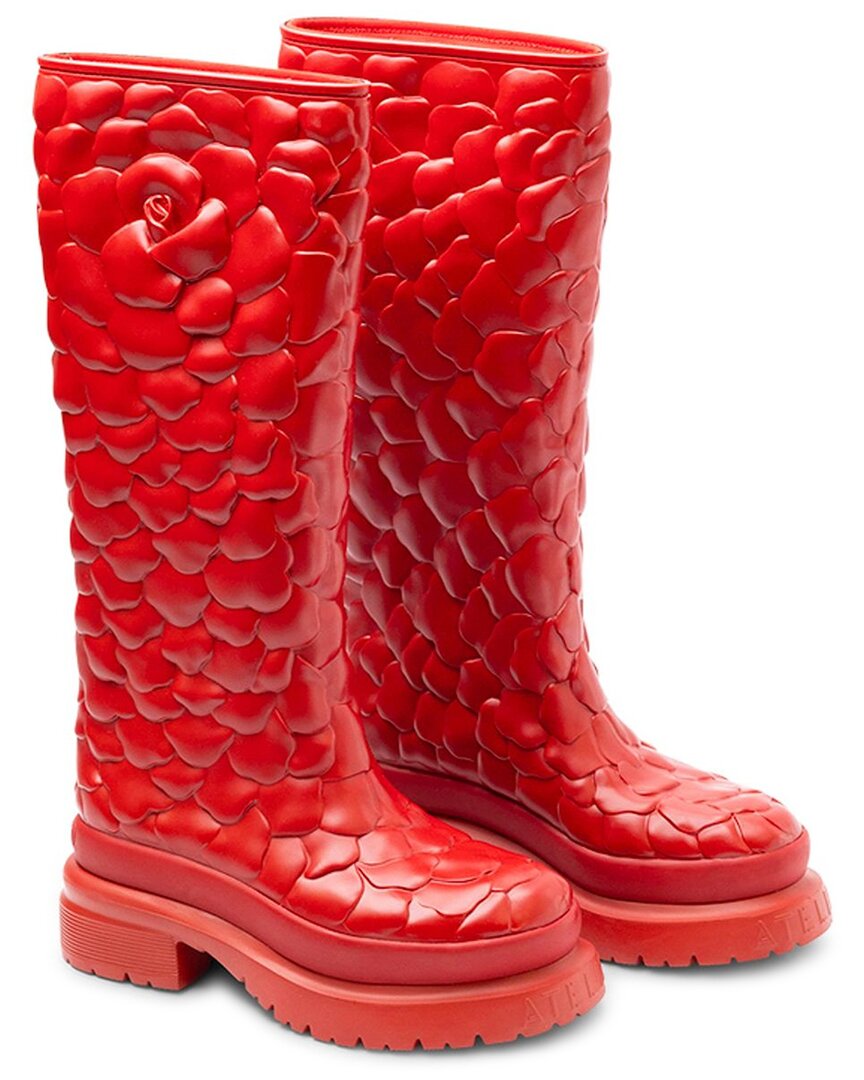 Valentino Garavani Valentino Leather Rain Boot In Red