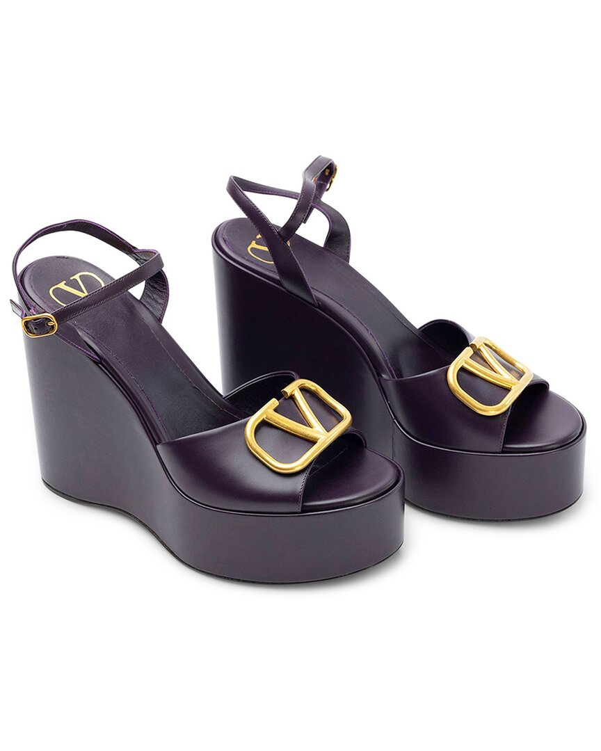 Valentino Leather Wedge Sandal In Black