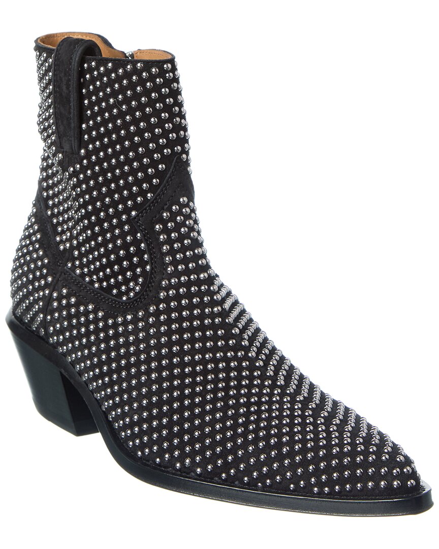 Off-white Stud Texas Suede Bootie In Black