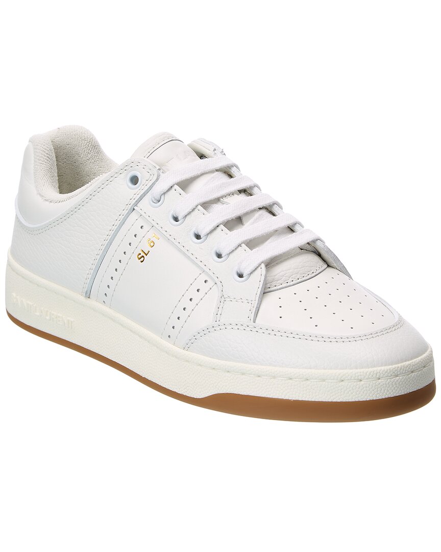 Saint Laurent Sl61 Logo-print Smooth And Textured-leather Sneakers