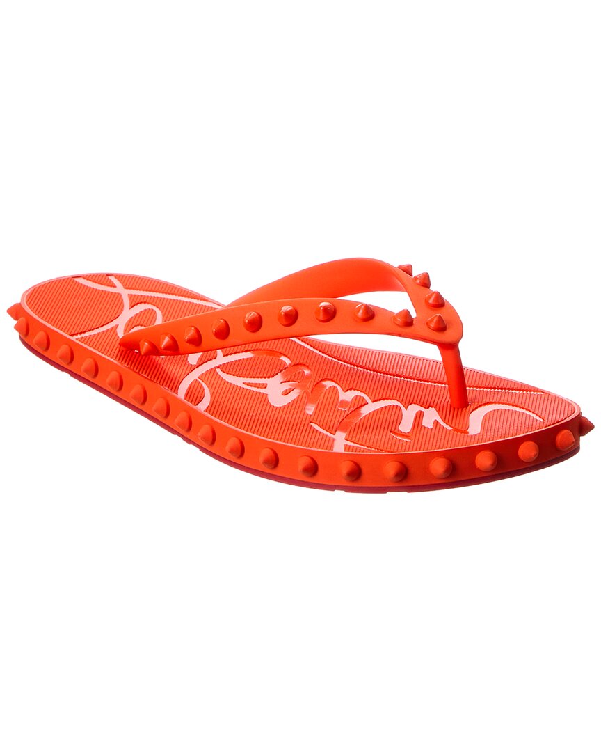 Christian Louboutin Super Loubi Rubber Flip Flop In Red