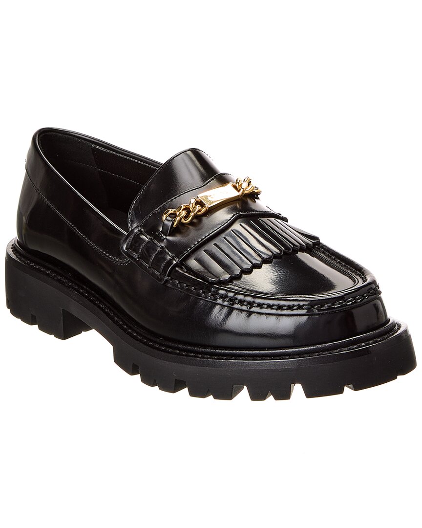 Celine Margaret Loafer With Triomphe Chain In Shiny Bull In Black