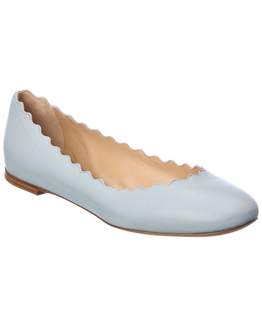 Chloé Blue Lauren Ballerina Flats In Grey