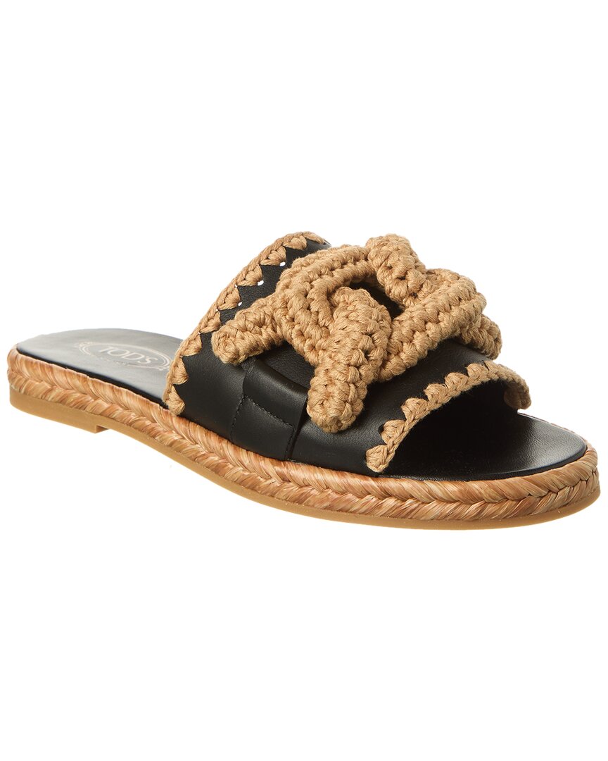 Tod's Gomma Leather Sandal In Black