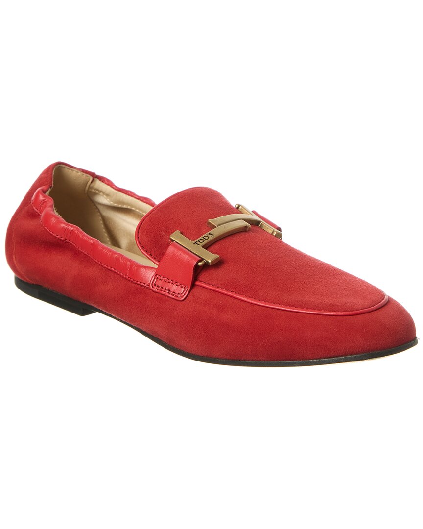 Tod's Suede Loafer In Red
