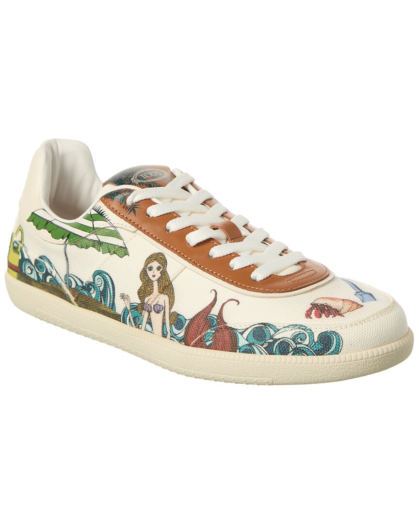 Tod's Cassetta Canvas & Leather Sneaker In White