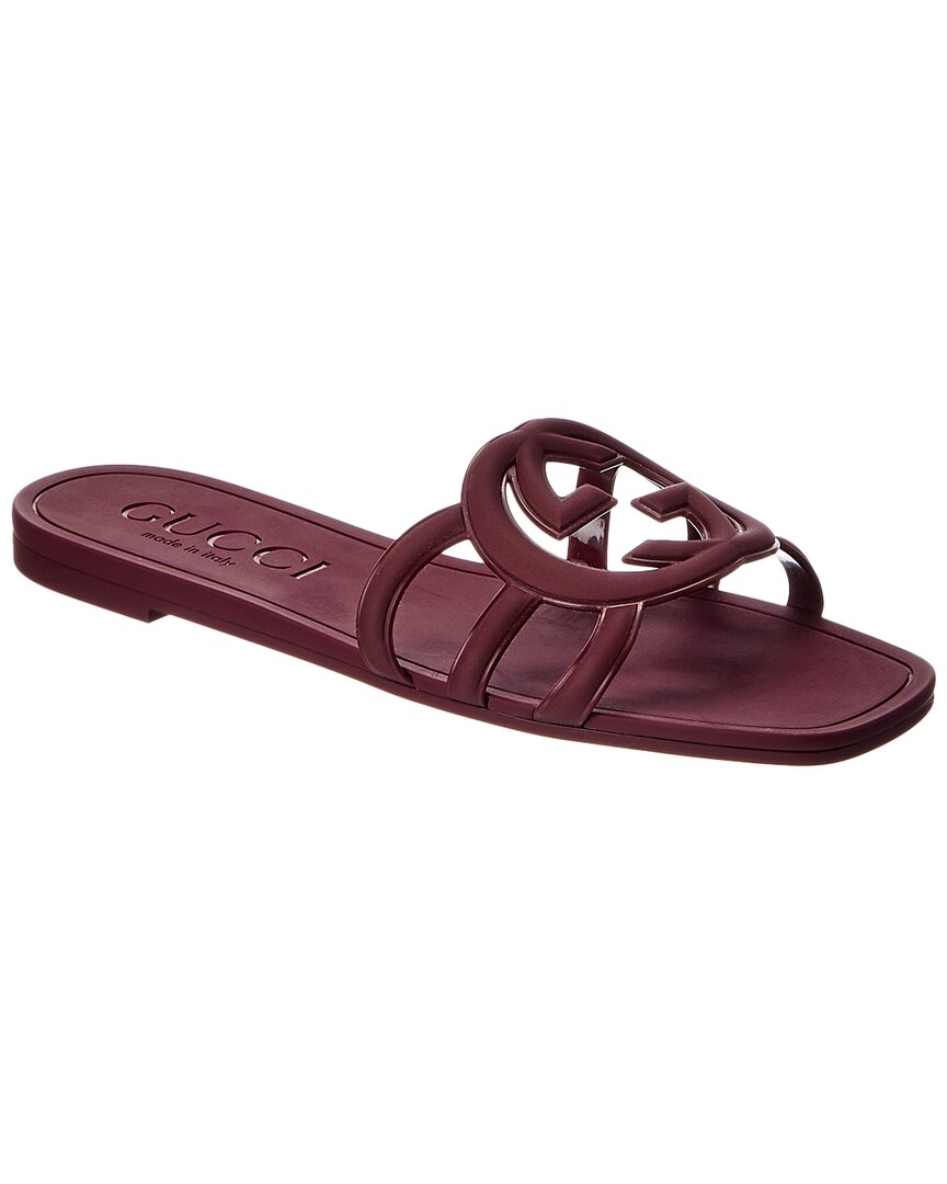 Gucci Palma Gg Rubber Flat Slide Sandals