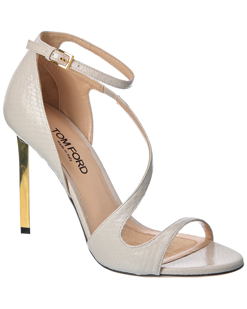 Tom Ford Snakeskin Sandal In White