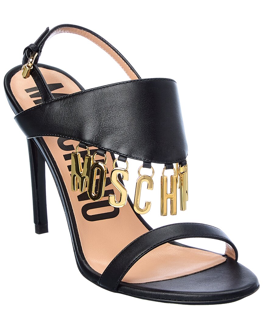 MOSCHINO MOSCHINO LOGO LETTERING LEATHER SANDAL