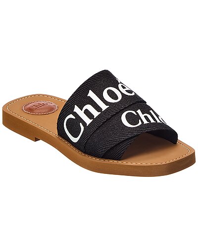 Woody Logo Linen Slide