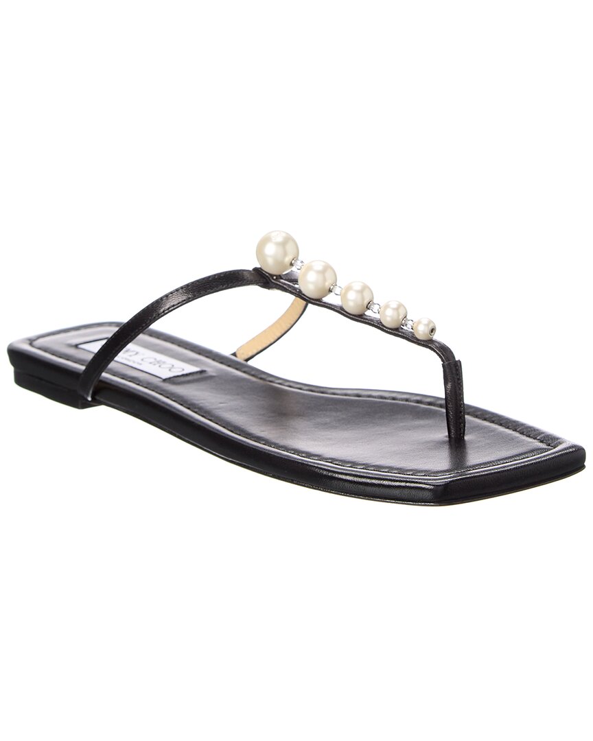 Jimmy Choo Alaina Crystal-embellished Leather Sandals In Black