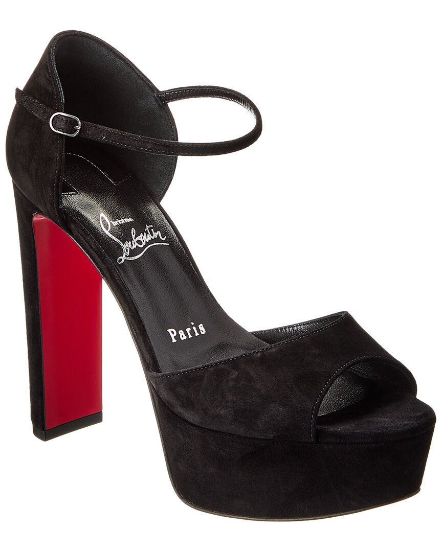 Christian Louboutin Sandaloo Leather Platform Sandals 130 In Black